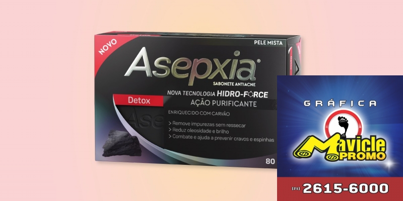 Asepxia lança sabão Desintoxicação com Ação Purificante   Guia da Farmácia   Imã de geladeira e Gráfica Mavicle Promo